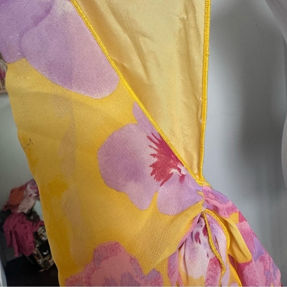 Vintage Fairycore Floral Yellow and Pink Women's Top coquette summer 14 - Picture 6 of 8
